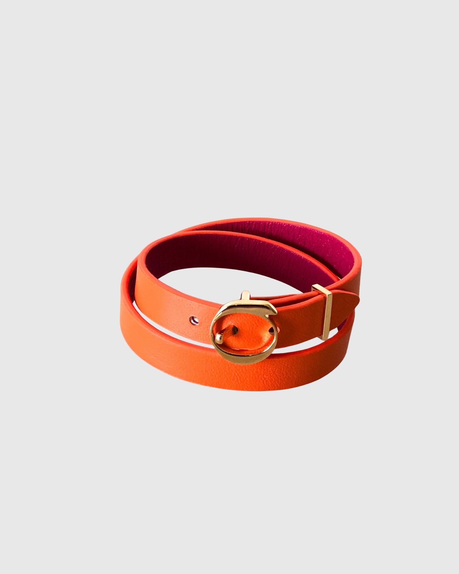 Duo Twist armband fuchsia oranje detail Amante Antwerp