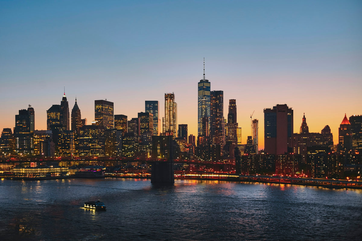 Brooklyn Bridge and Manhattan at dusk